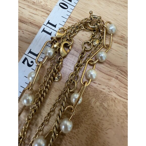 J.Crew Gold-Tone & Pearl Necklace Set W/ Rhinestones Multi-Strand Design  - 3 - Picture 6 of 10